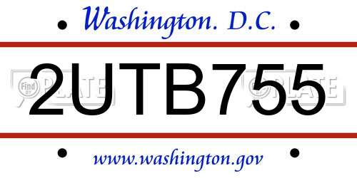 2UTB755 District Of Columbia License Plate