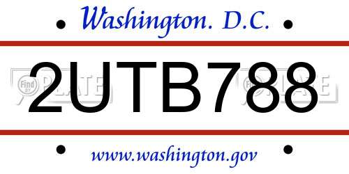2UTB788 District Of Columbia License Plate