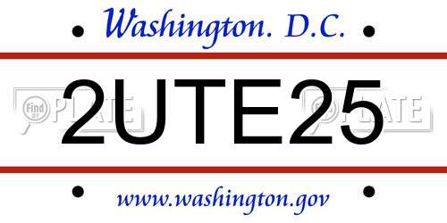 2UTE25 District Of Columbia License Plate