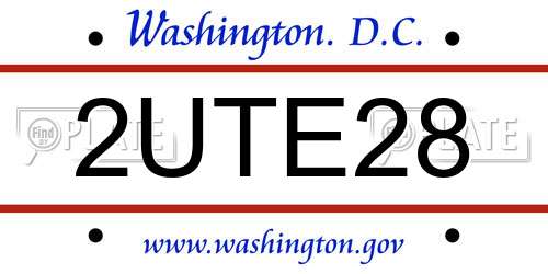 2UTE28 District Of Columbia License Plate