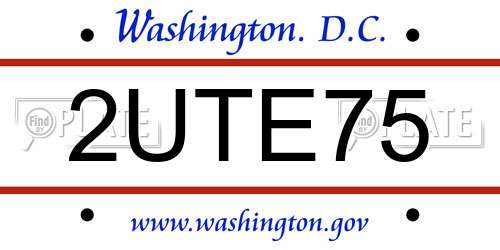 2UTE75 District Of Columbia License Plate