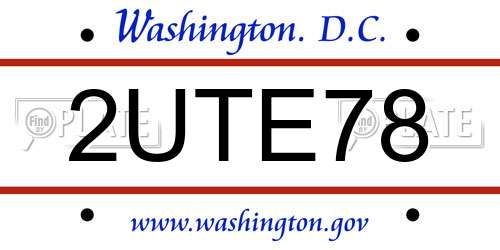 2UTE78 District Of Columbia License Plate