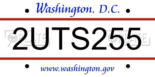 2UTS255 District Of Columbia License Plate