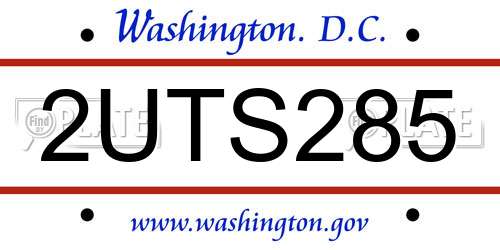 2UTS285 District Of Columbia License Plate