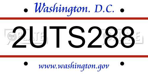2UTS288 District Of Columbia License Plate