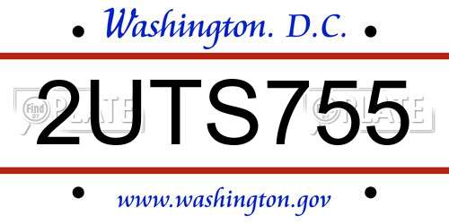 2UTS755 District Of Columbia License Plate