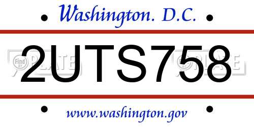 2UTS758 District Of Columbia License Plate