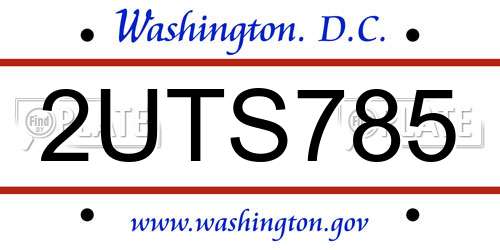 2UTS785 District Of Columbia License Plate