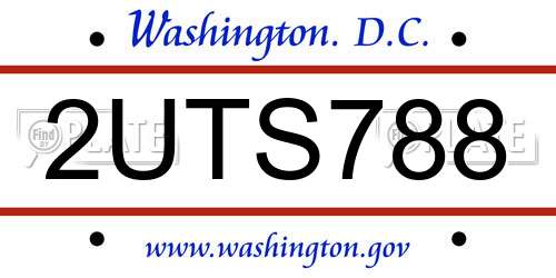 2UTS788 District Of Columbia License Plate