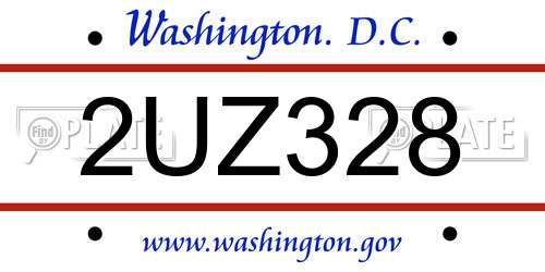 2UZ328 District Of Columbia License Plate