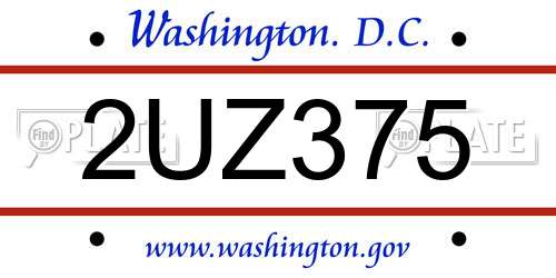 2UZ375 District Of Columbia License Plate