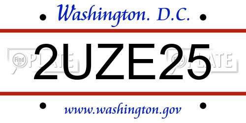 2UZE25 District Of Columbia License Plate