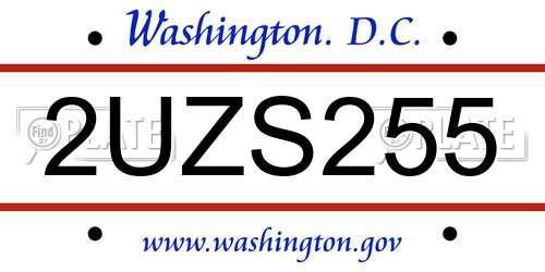 2UZS255 District Of Columbia License Plate