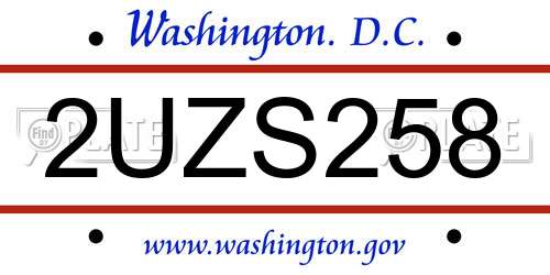 2UZS258 District Of Columbia License Plate