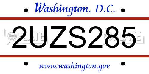 2UZS285 District Of Columbia License Plate