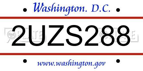 2UZS288 District Of Columbia License Plate