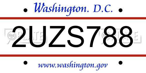 2UZS788 District Of Columbia License Plate
