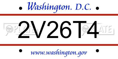 2V26T4 District Of Columbia License Plate