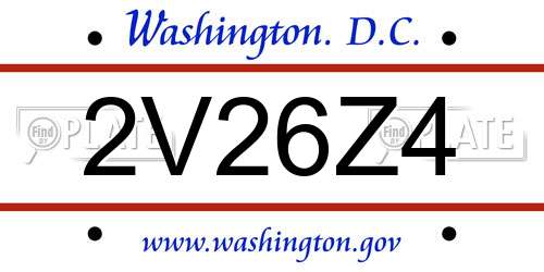 2V26Z4 District Of Columbia License Plate