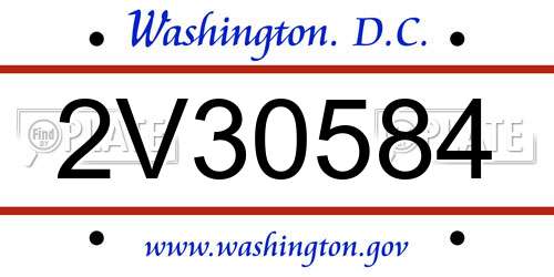 2V30584 District Of Columbia License Plate