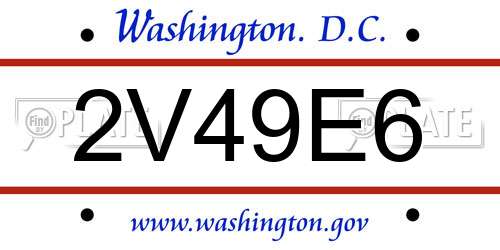 2V49E6 District Of Columbia License Plate