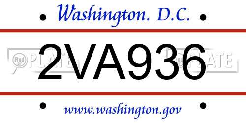 2VA936 District Of Columbia License Plate