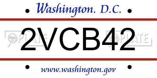 2VCB42 District Of Columbia License Plate