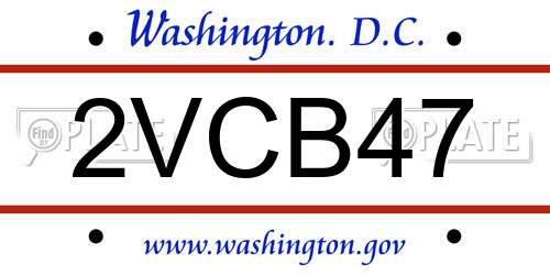 2VCB47 District Of Columbia License Plate