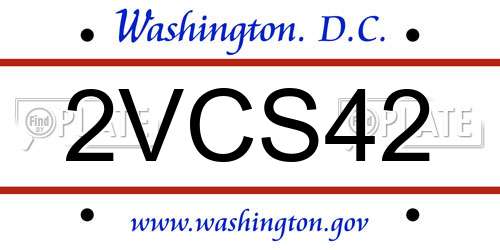 2VCS42 District Of Columbia License Plate