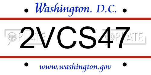 2VCS47 District Of Columbia License Plate