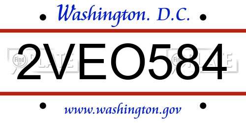 2VEO584 District Of Columbia License Plate