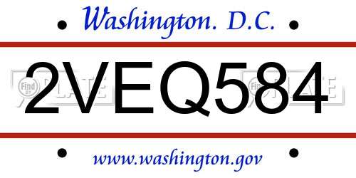 2VEQ584 District Of Columbia License Plate