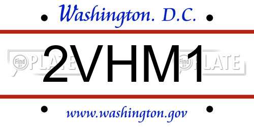 2VHM1 District Of Columbia License Plate