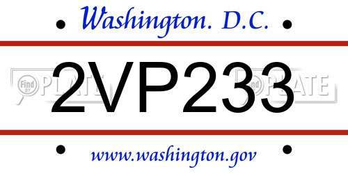 2VP233 District Of Columbia License Plate