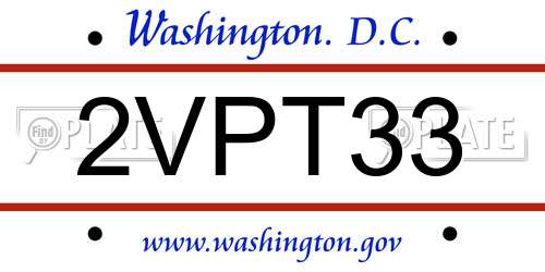 2VPT33 District Of Columbia License Plate