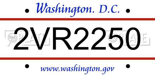 2VR2250 District Of Columbia License Plate