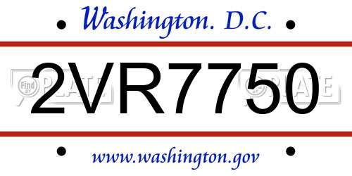 2VR7750 District Of Columbia License Plate