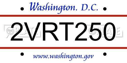2VRT250 District Of Columbia License Plate