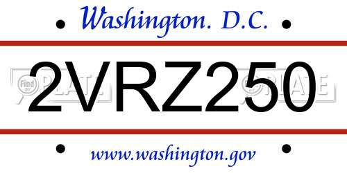 2VRZ250 District Of Columbia License Plate