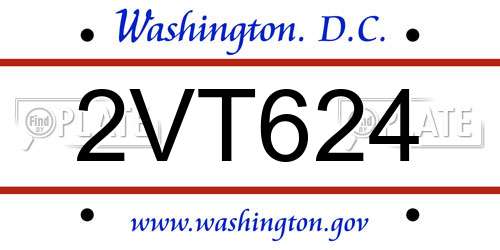 2VT624 District Of Columbia License Plate