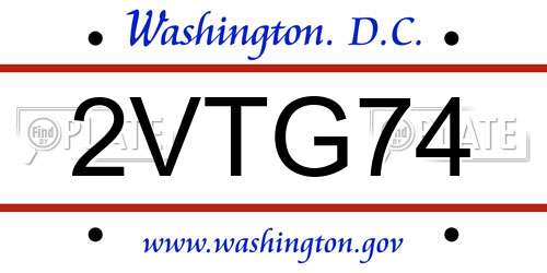 2VTG74 District Of Columbia License Plate