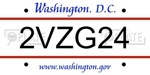 2VZG24 District Of Columbia License Plate