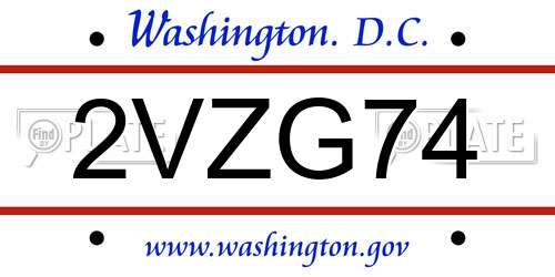 2VZG74 District Of Columbia License Plate
