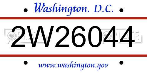 2W26044 District Of Columbia License Plate