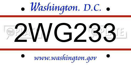 2WG233 District Of Columbia License Plate