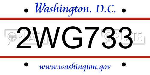 2WG733 District Of Columbia License Plate