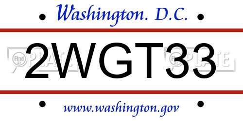 2WGT33 District Of Columbia License Plate