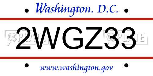2WGZ33 District Of Columbia License Plate