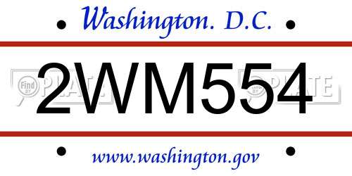 2WM554 District Of Columbia License Plate