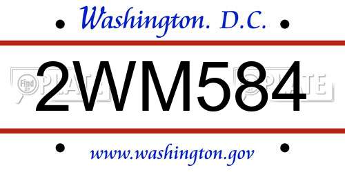 2WM584 District Of Columbia License Plate